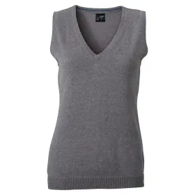 Damen V-Neck Pullunder &quot;JN656&quot; grey-heather, L