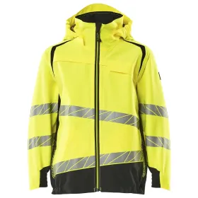 Kinder Hi-Vis Hardshell-Regenjacke &quot;ACCELERATE SAFE&quot; gelb/schwarz, 140