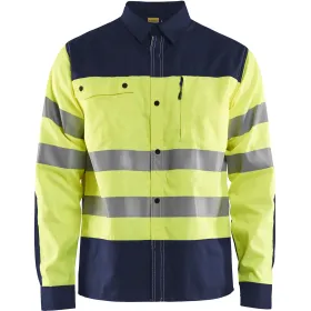 Warnschutz Arbeitshemd &quot;3255&quot; XL, gelb/marine