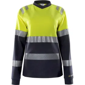 Damen Multinorm Langarmshirt&quot; 7108 TFL&quot; Flamestat gelb/marine 3XL