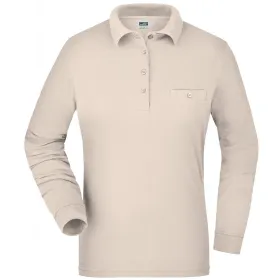 Damen Langarm Poloshirt &quot;JN865&quot; stone, M