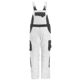 Premium Latzhose ECKHARD &quot;Twill 300&quot; weiß/anthrazit, 74