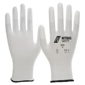 PU Nylon Montagehandschuhe &quot;6210&quot; weiß mit beschichteten Fingerkuppen  10 (XL)