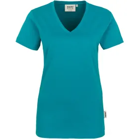 Damen T-Shirt &quot;Classic&quot; V-Ausschnitt 126 smaragd, L
