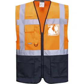 Warnweste Executive &quot;WARSCHAU&quot; Kl. 1 L, orange/marine