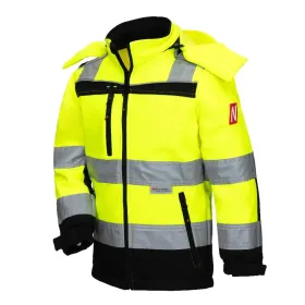 Kinder Hi-Vis Softshelljacke &quot;7171KIDS&quot; MOTION TEX KIDS gelb/schwarz 122/128