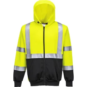 Warnschutz Kapuzen Sweatjacke &quot;B315&quot; L, gelb/schwarz