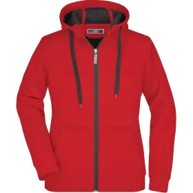 Damen Kapuzen-Sweatjacke Doubleface &quot;JN354&quot; red, XXL