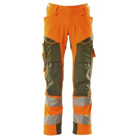 Warn Stretchbundhose Kl.2 ACCELERATE SAFE  orange/moosgrün, 82C62 (EU 62)