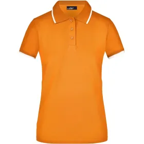 Damen Polo-Shirt Tipping &quot;JN934&quot; orange/white, M